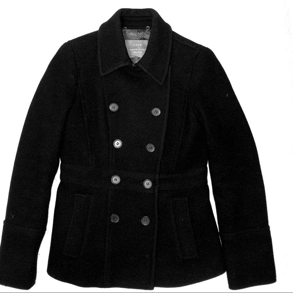 JCrew Stadium Cloth Peacoat in black